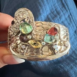 Bling Rockinghorse, wide, silver cuff bracelet with crystals and rhinestones